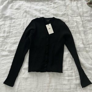 NWT 7 For All Mankind Black Button Down Sweater